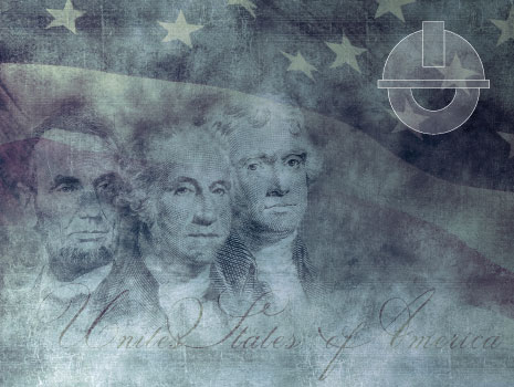 American Presidency Concept Background Illustration. Depicting from left to right, Abraham Lincoln, George Washington and Thomas Jefferson
