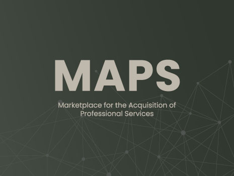 Army green gradient background with MAPS (Marketplace for the Acquisition of Professional Services) text overlay