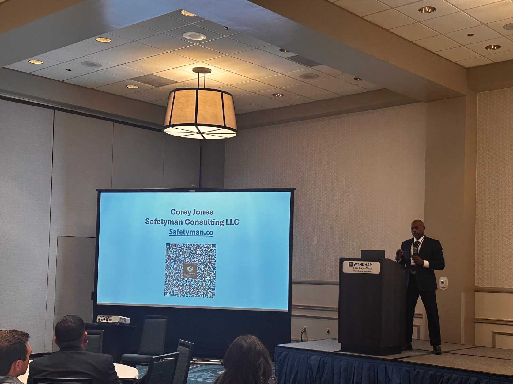 Corey Jones speaking at the Fuzion Safety Conference.