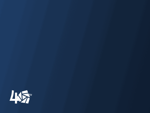 Animated image with words, 1st decade 1985-94, along with 3D UTRS shield icon and 40th Anniversary icon on blue gradient background.