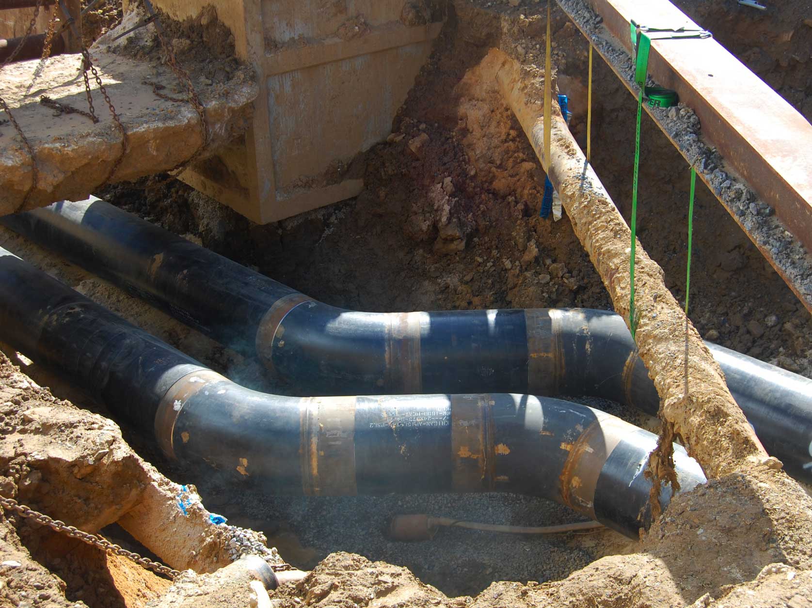 Replacement chiller lines routed around existing utilities