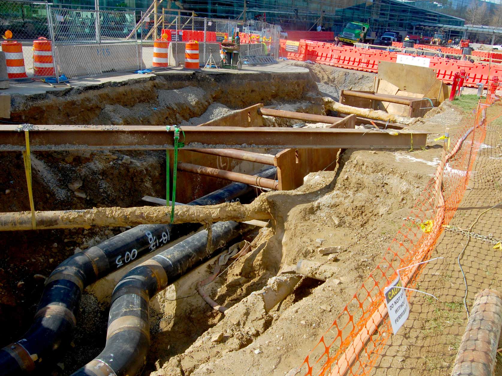 Supporting existing utilities while routing new replacement chiller lines